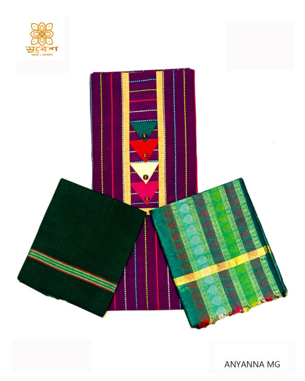 সুতি সিল্ক ক্যাজুয়াল থ্রি পিস (আনস্টিচ) - Image 7