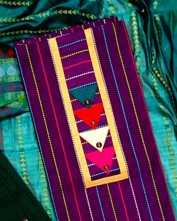 সুতি সিল্ক ক্যাজুয়াল থ্রি পিস (আনস্টিচ) - Image 9