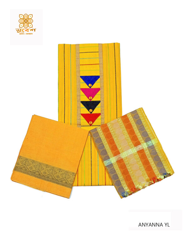 সুতি সিল্ক ক্যাজুয়াল থ্রি পিস (আনস্টিচ)