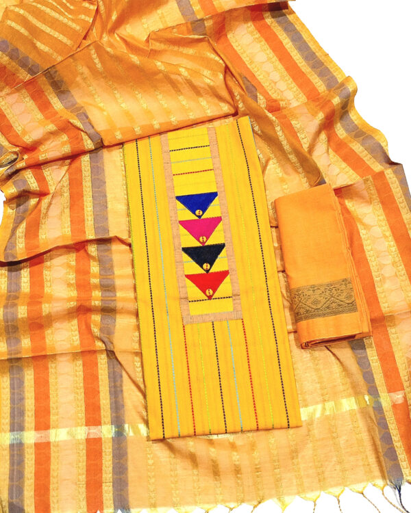 সুতি সিল্ক ক্যাজুয়াল থ্রি পিস (আনস্টিচ) - Image 2