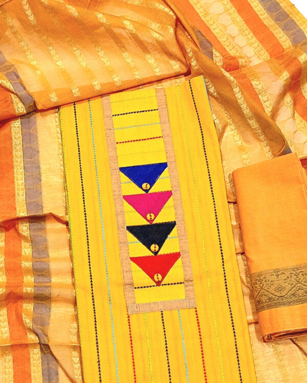 সুতি সিল্ক ক্যাজুয়াল থ্রি পিস (আনস্টিচ) - Image 3