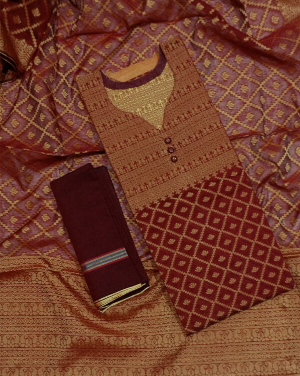 আরাধ্যা : সুতি ফরমাল থ্রি পিস (আনস্টিচ) - Image 6