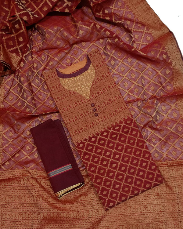 আরাধ্যা : সুতি ফরমাল থ্রি পিস (আনস্টিচ) - Image 7