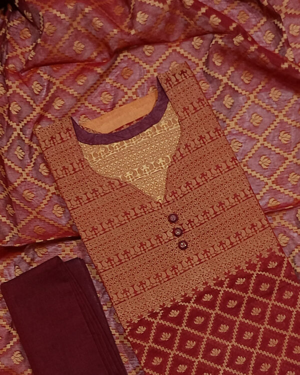 আরাধ্যা : সুতি ফরমাল থ্রি পিস (আনস্টিচ) - Image 8