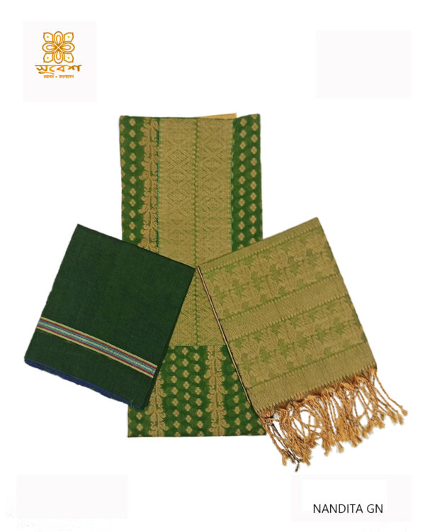 সুতি ক্যাজুয়াল থ্রি পিস (আনস্টিচ) - Image 4